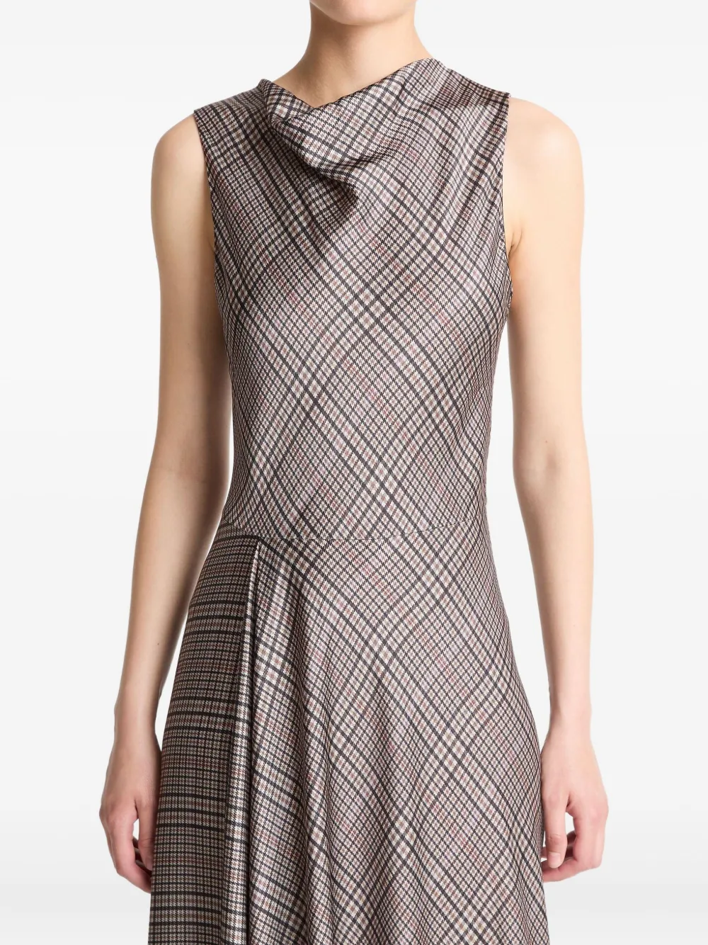 Vince plaid cowl-neck dress - Toni neutri