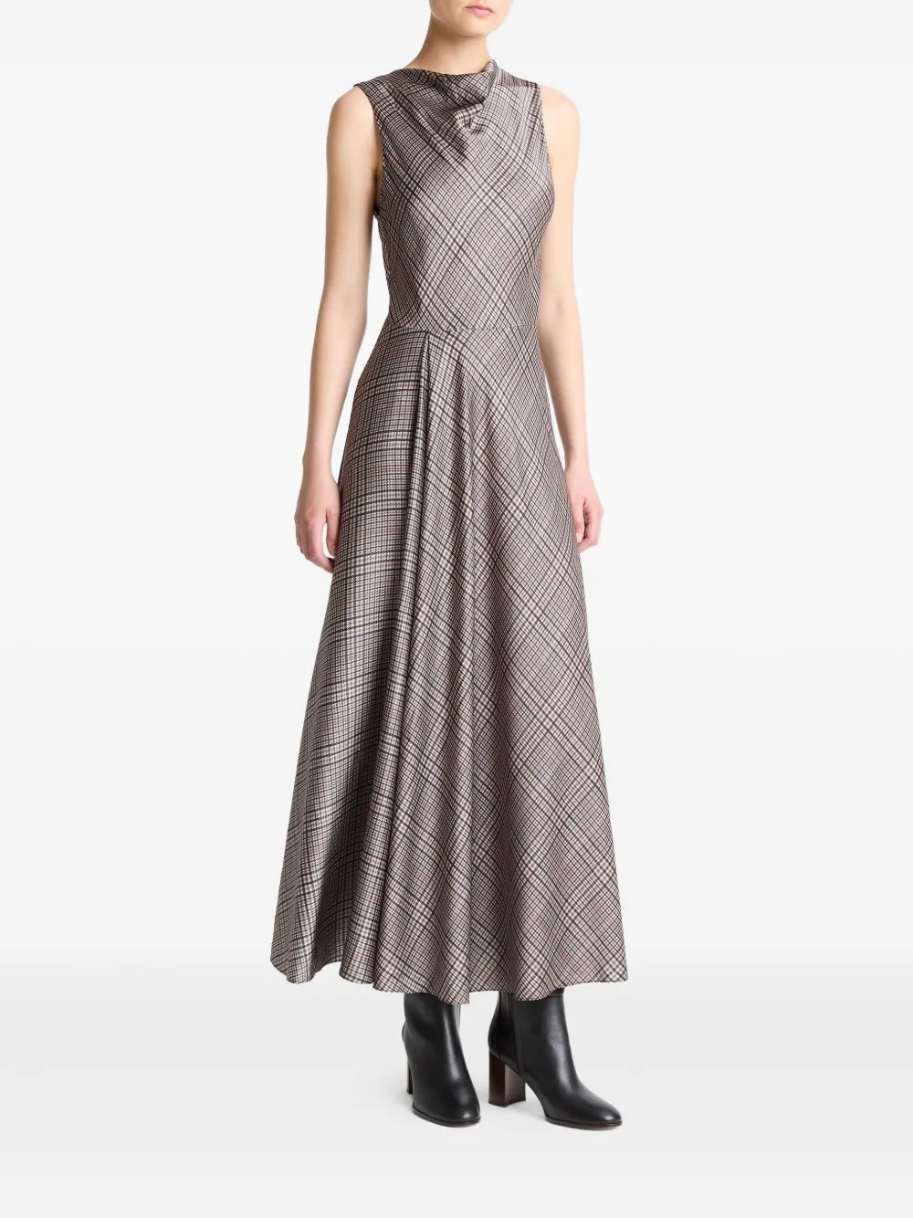 Vince Geruite jurk met col Beige