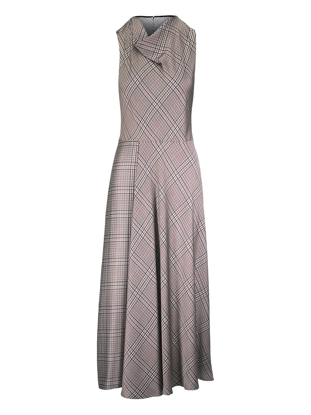 Vince plaid cowl-neck dress - Neutrals