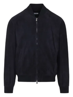【ブルネロクチネリ】 Jackets - Bomber Jackets ジャケット Bonded fabric bomber jacket for Man in Azure | Brunello