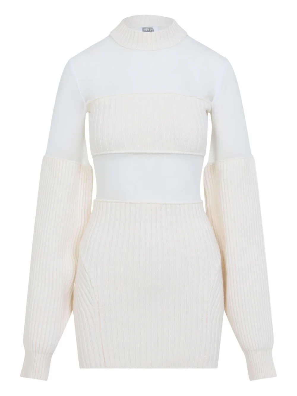 Jean Paul Gaultier wool short with mesh details dress Beige