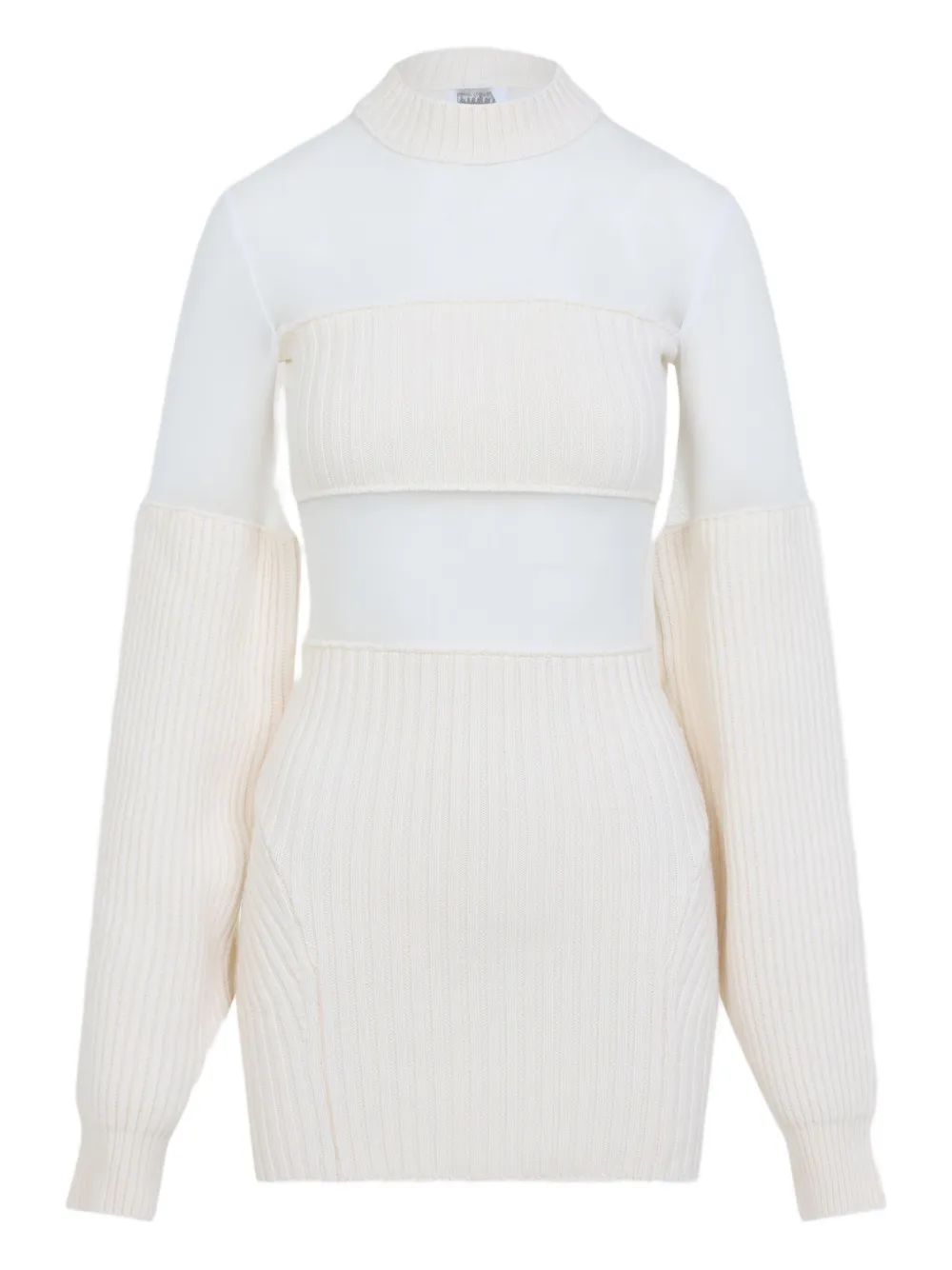 Jean Paul Gaultier wool short with mesh details dress Beige