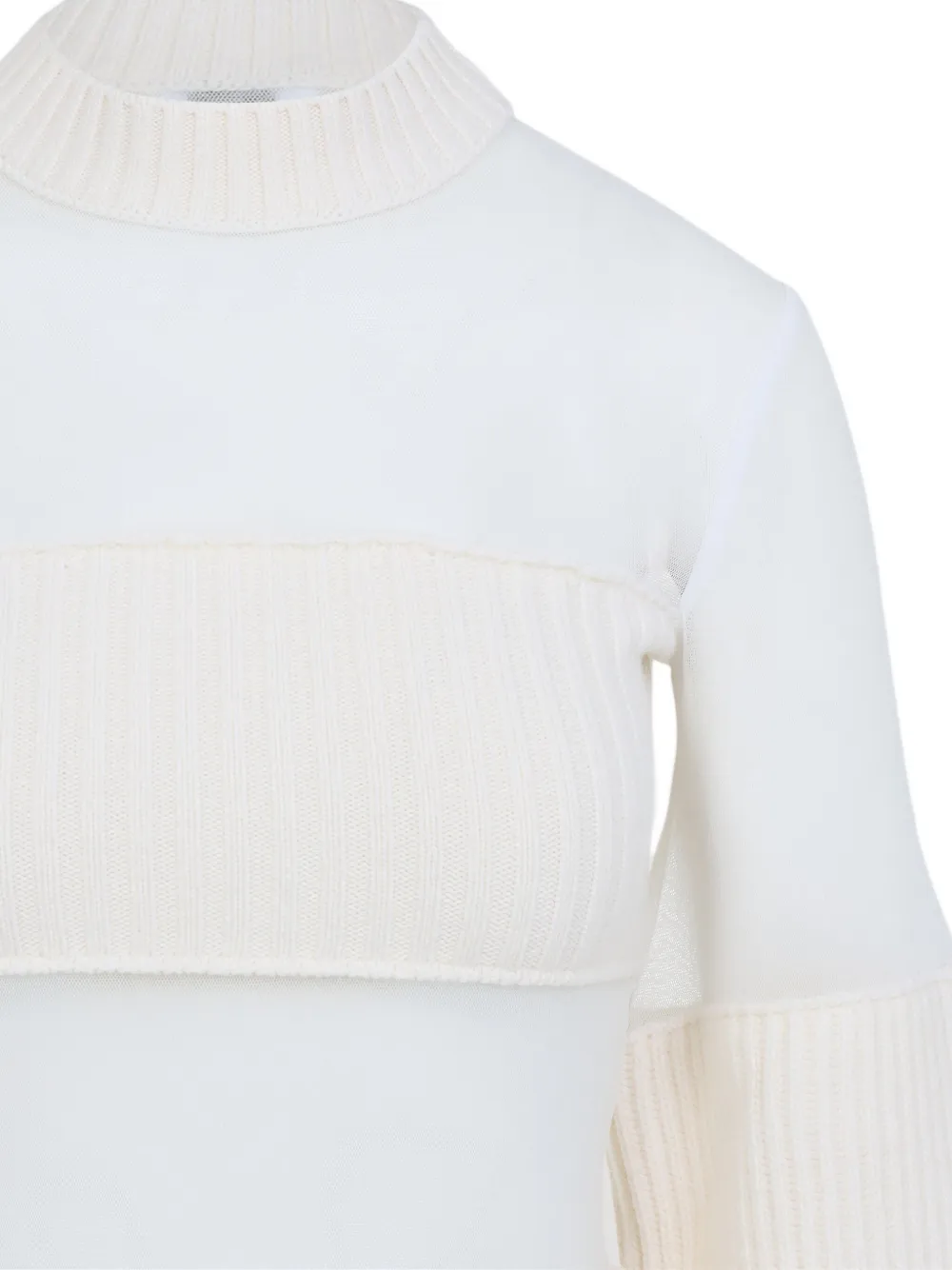 Jean Paul Gaultier wool short with mesh details dress Beige