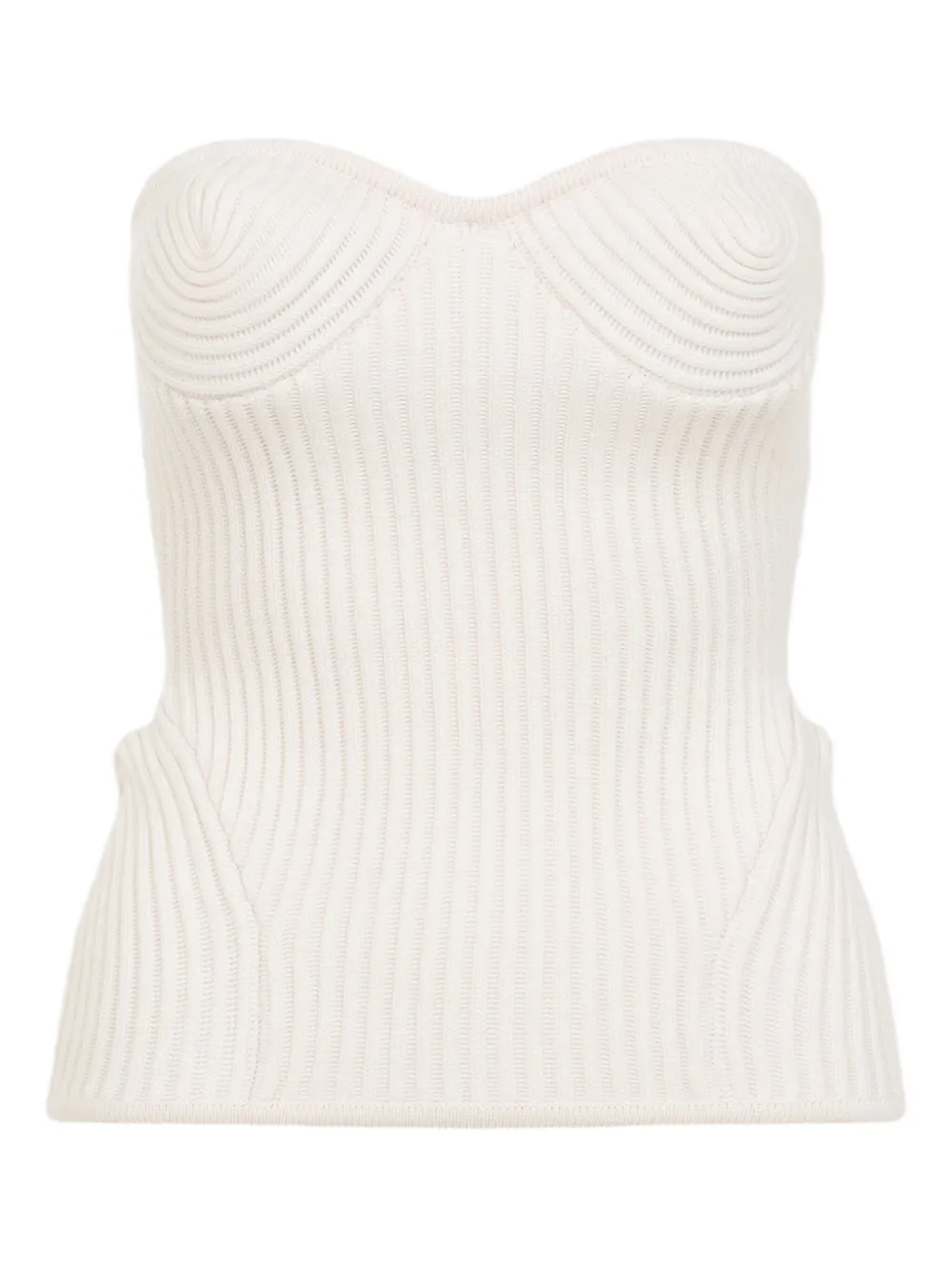 Jean Paul Gaultier ribbed sweetheart top Wit