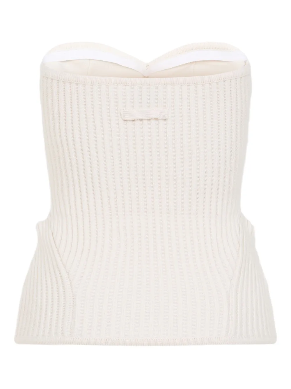 Jean Paul Gaultier ribbed sweetheart top Wit