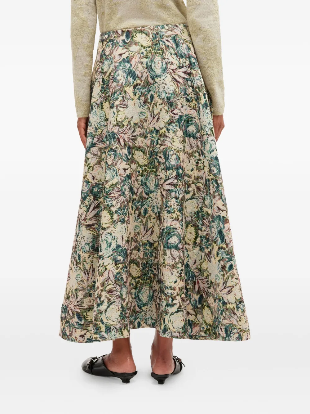 GANNI Maxi-rok met bloemenjacquard Beige