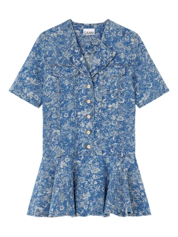 Ganni Blue Tapestry Mini Dress