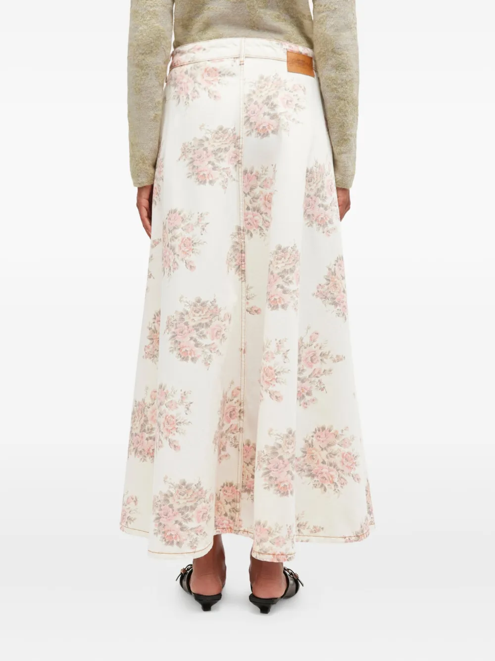 GANNI Maxi-rok met bloemenprint Beige