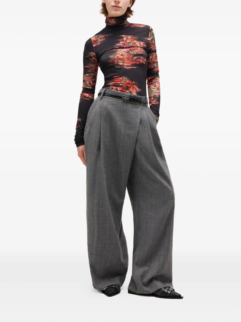 GANNI pinstripe pleated trousers | Wide-Leg Pants | Image 2