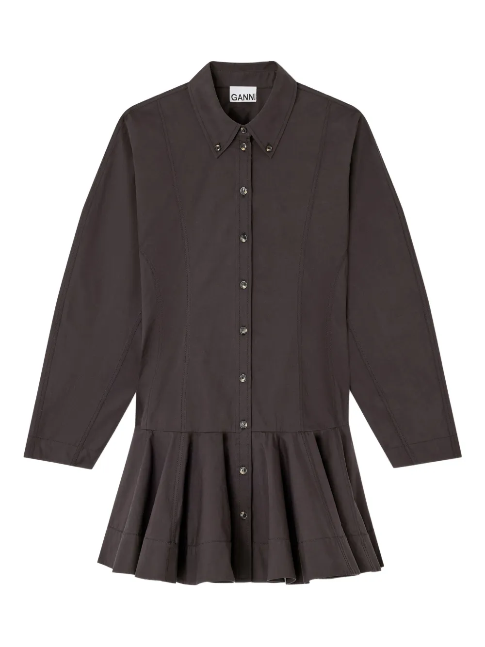 GANNI button-down ruffled dress | Brown | Image 1
