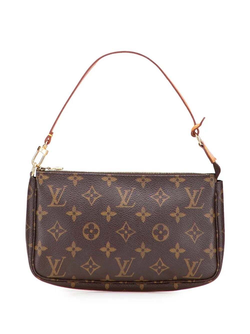 Pre-owned Louis Vuitton 2001 Monogram Pochette Accessoires Shoulder Bag In Brown