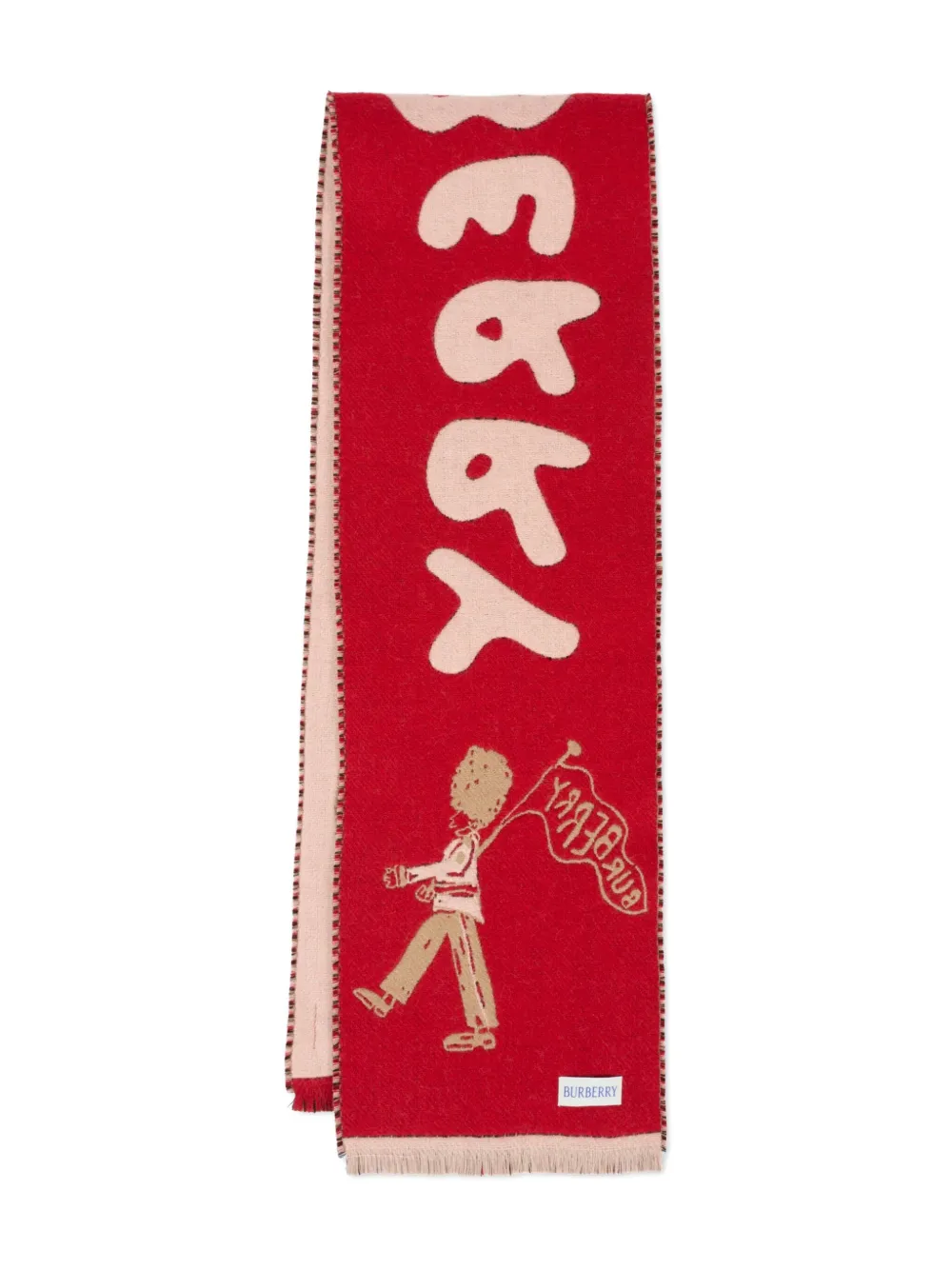 Burberry Kids graphic-print wool scarf Rood