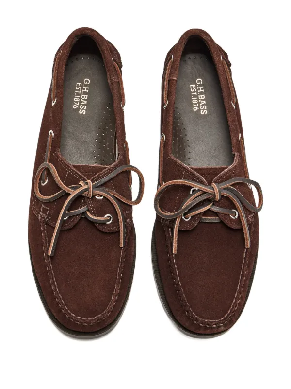 Bass Suede Leather lace-up Boat Shoes Brown FARFETCH JO