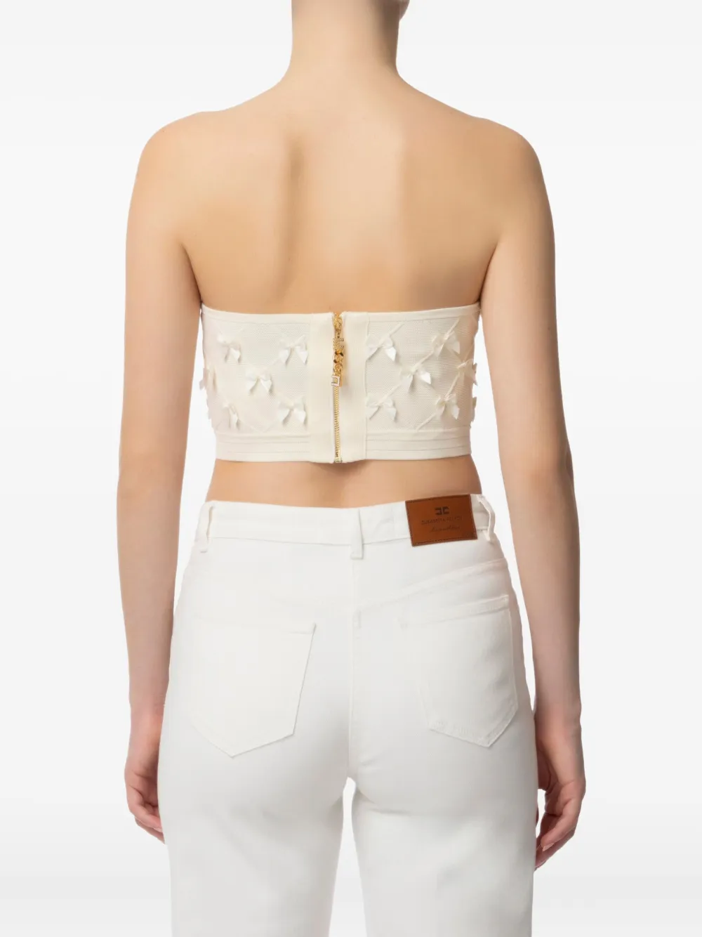Elisabetta Franchi bow-embellished strapless top - Beige