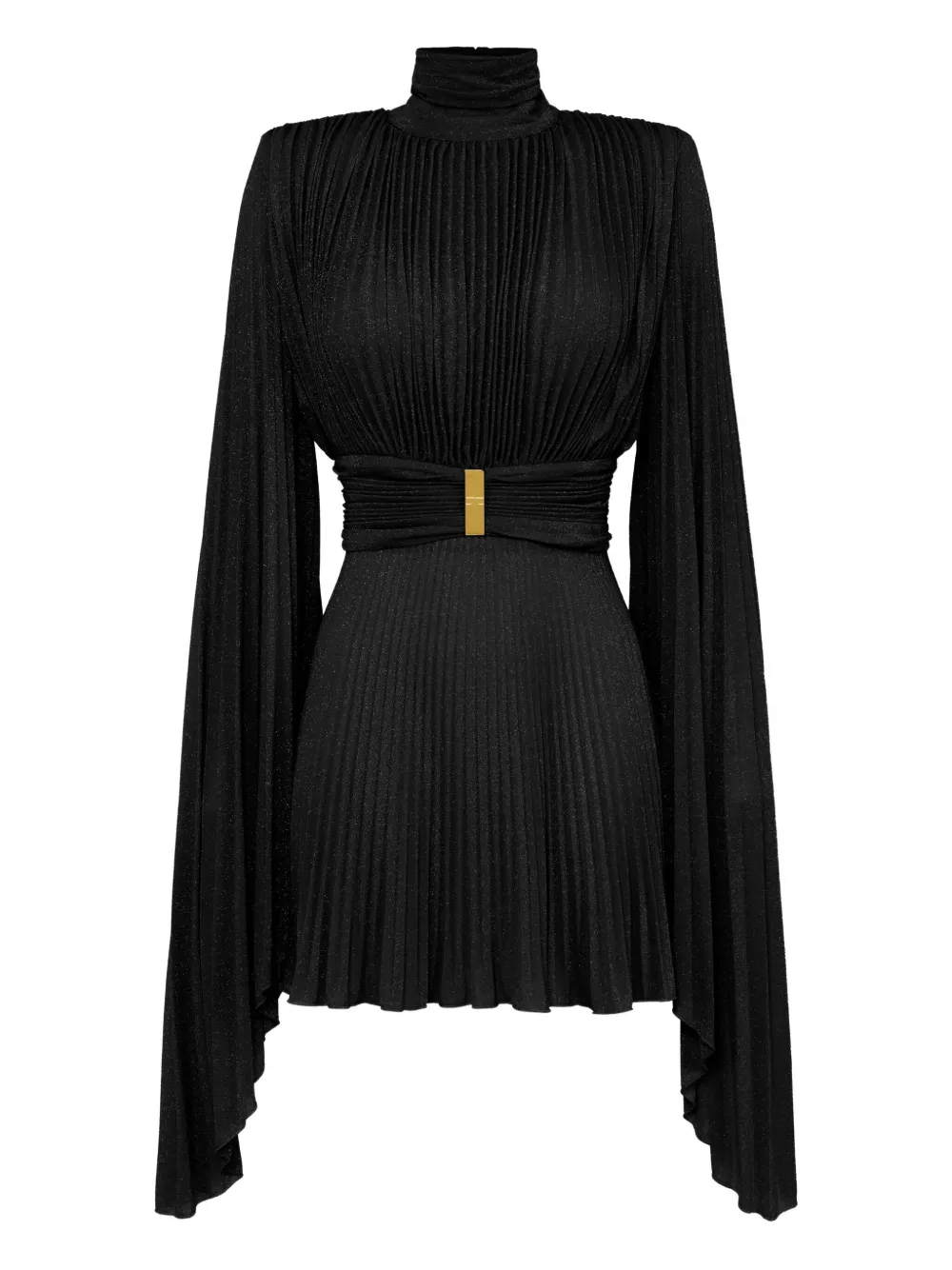 pleated high-neck mini dress