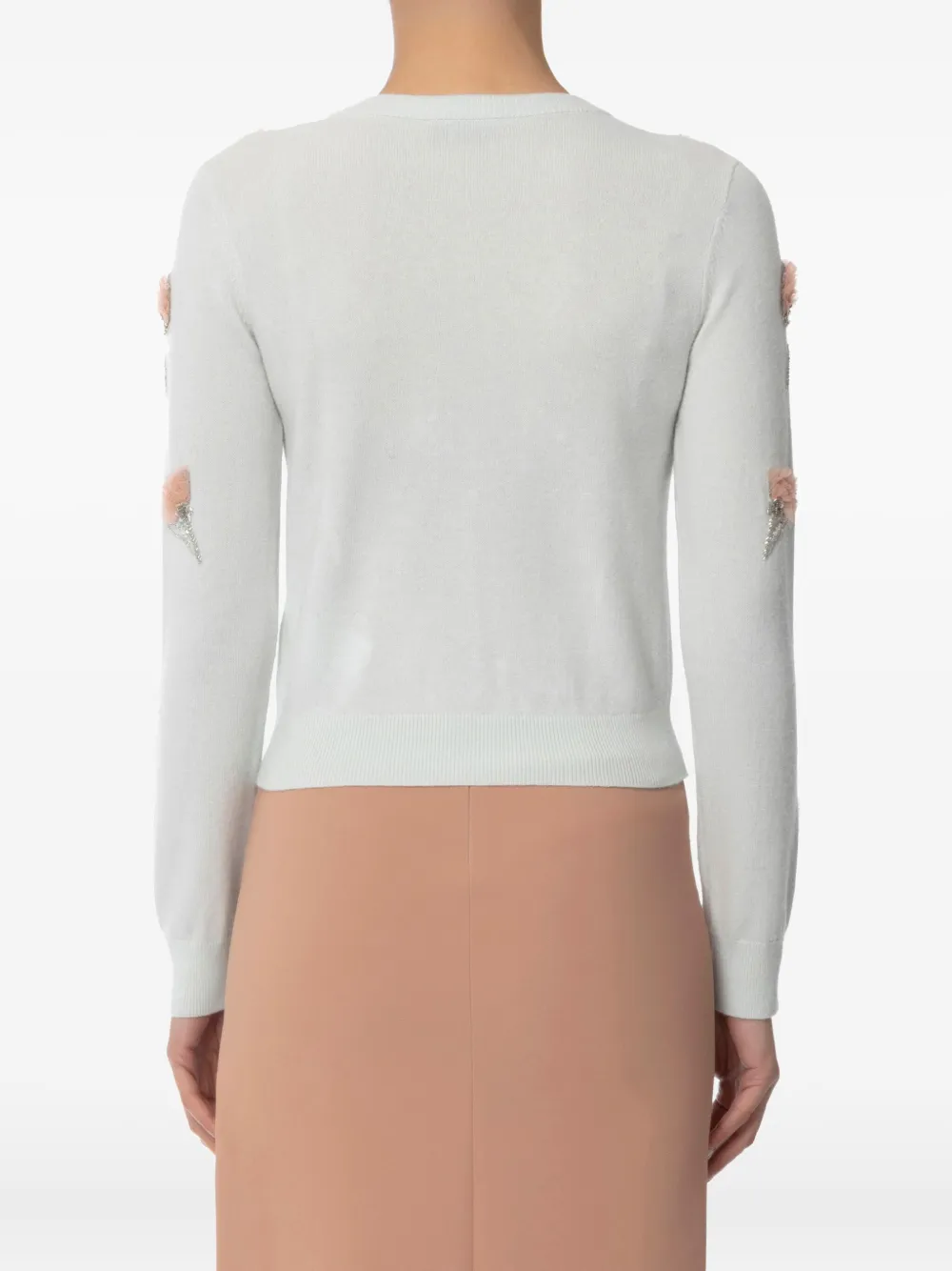 Elisabetta Franchi Vest met geborduurde bloem en V-hals Groen