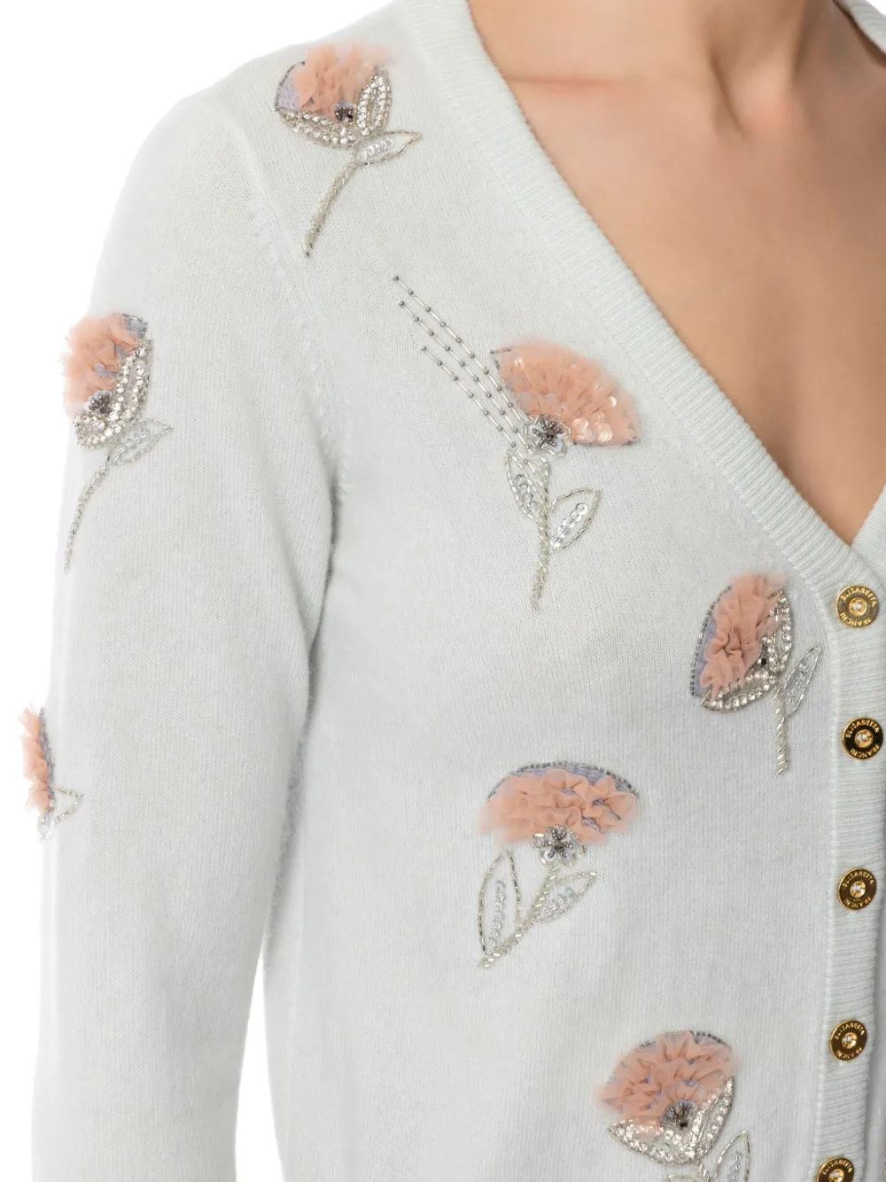 Elisabetta Franchi Vest met geborduurde bloem en V-hals Groen