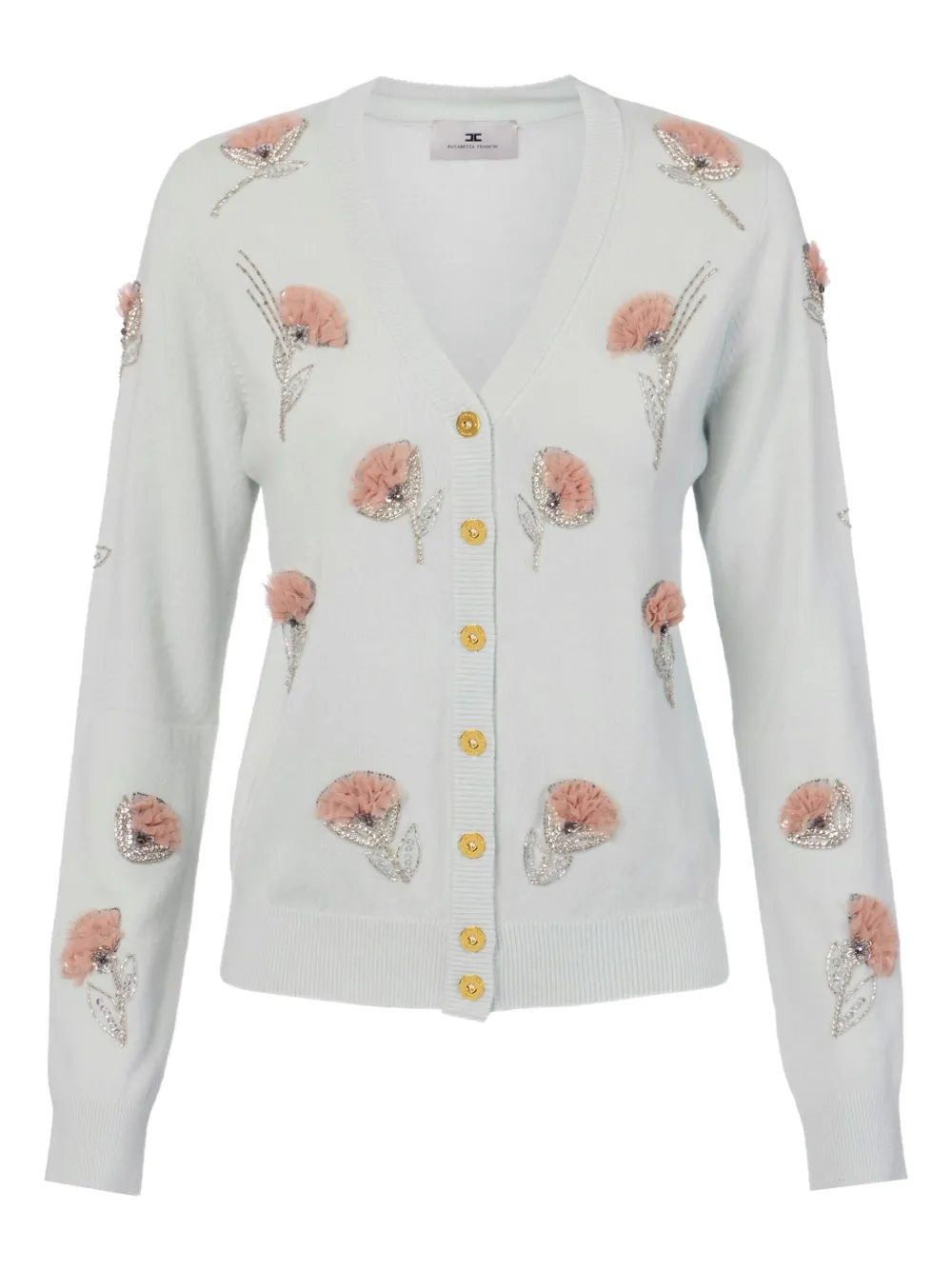 Elisabetta Franchi Vest met geborduurde bloem en V-hals Groen