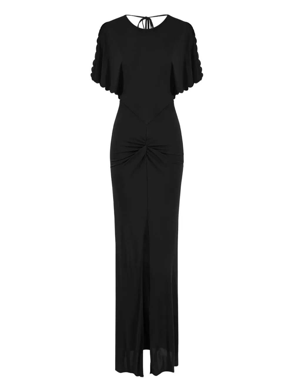 Elisabetta Franchi scallop-trimmed maxi dress Zwart
