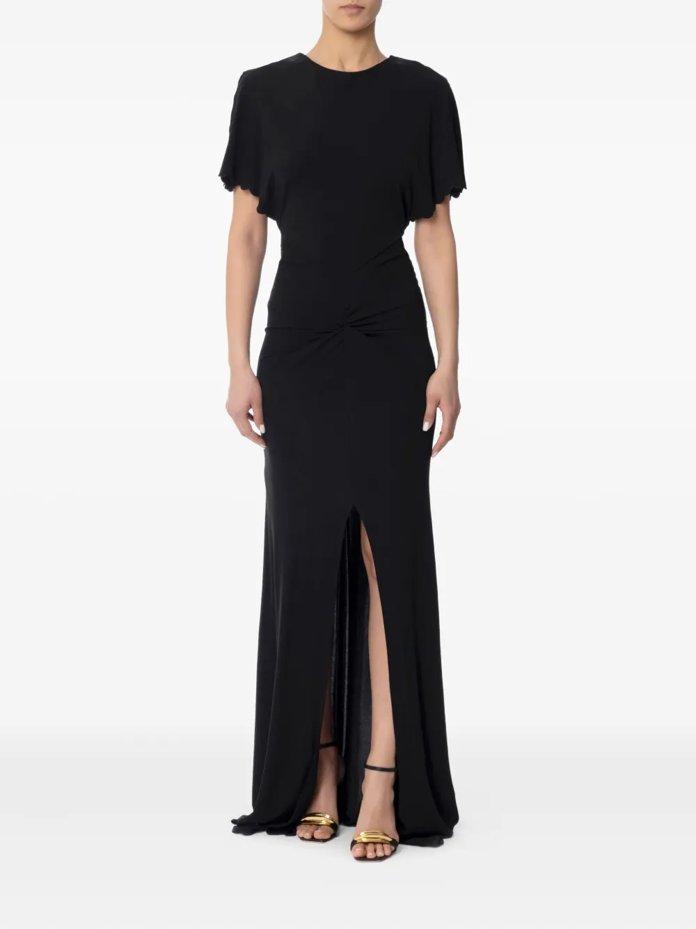 Elisabetta Franchi scallop-trimmed maxi dress Zwart
