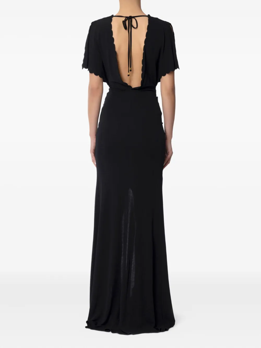 Elisabetta Franchi scallop-trimmed maxi dress Zwart
