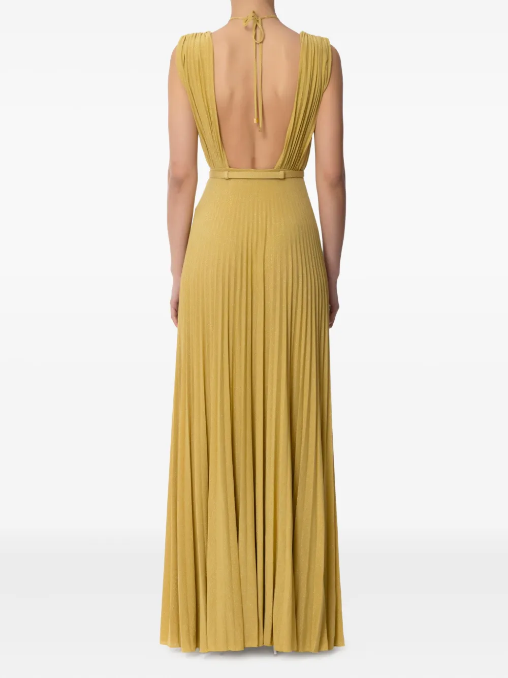 Elisabetta Franchi Geplooide maxi-avondjurk Geel