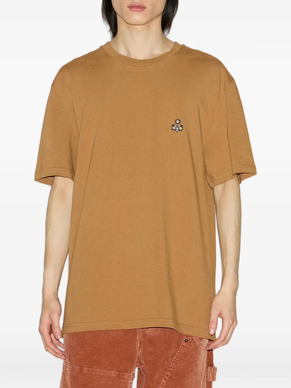 MARANT Hugo katoenen T-shirt met borduurwerk Bruin