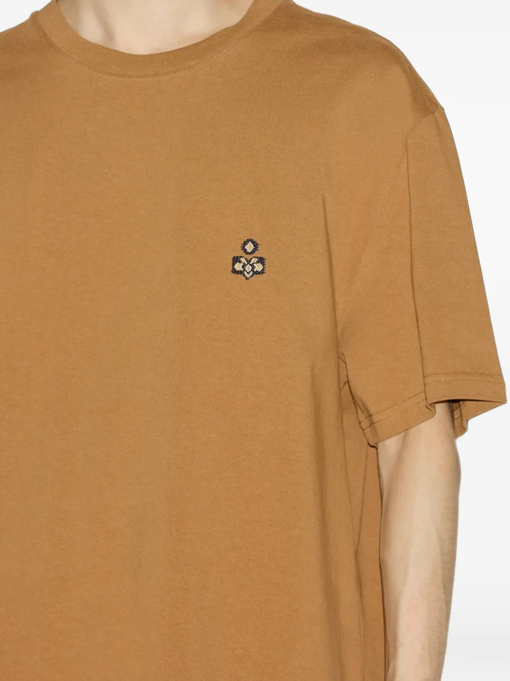 MARANT Hugo katoenen T-shirt met borduurwerk Bruin