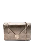 Christian Dior Pre-Owned 2019 Metallic Patent Microcannage Diorama Wallet on Chain crossbody bag - Gold