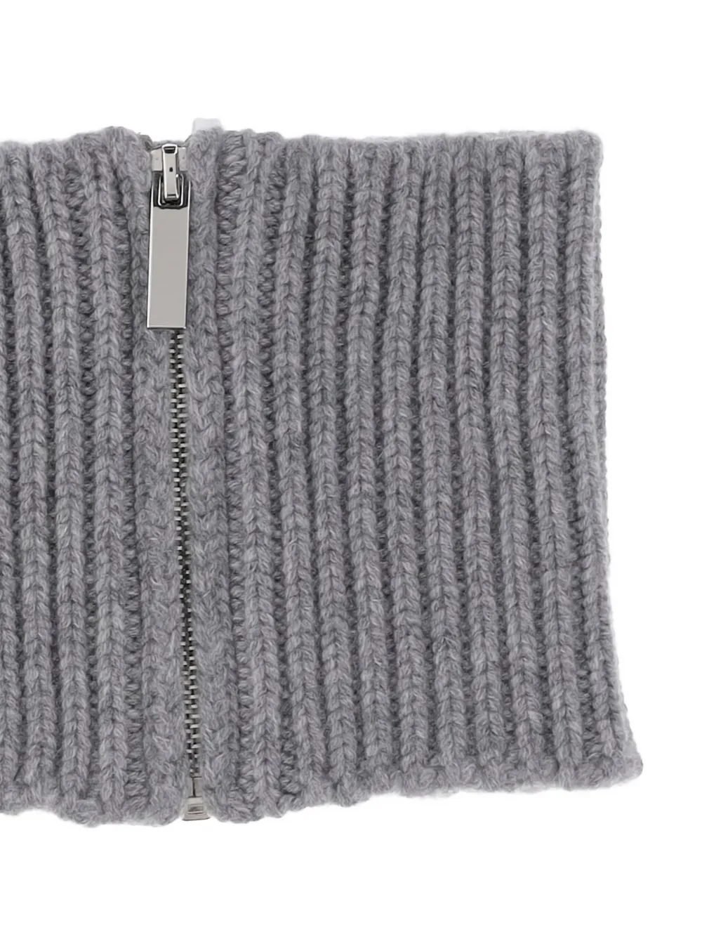 Sa Su Phi Ribbed Zip Neck-warmer Scarf In Gray