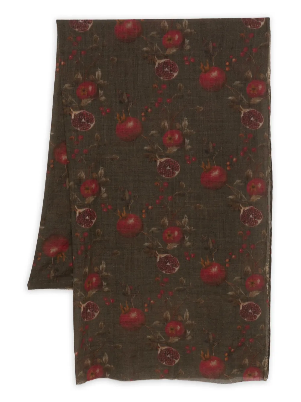 pomegranate-print virgin-wool scarf