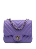 CHANEL Pre-Owned 2019 Mini Square Classic Chevron Lambskin Single Flap crossbody bag - Purple