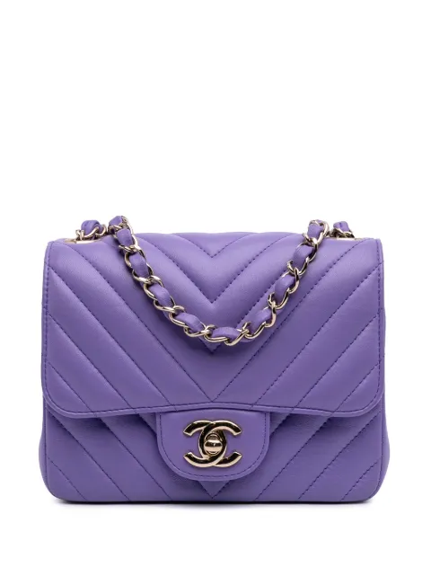 CHANEL Pre-Owned 2019 Mini Square Classic Chevron Lambskin Single Flap crossbody bag