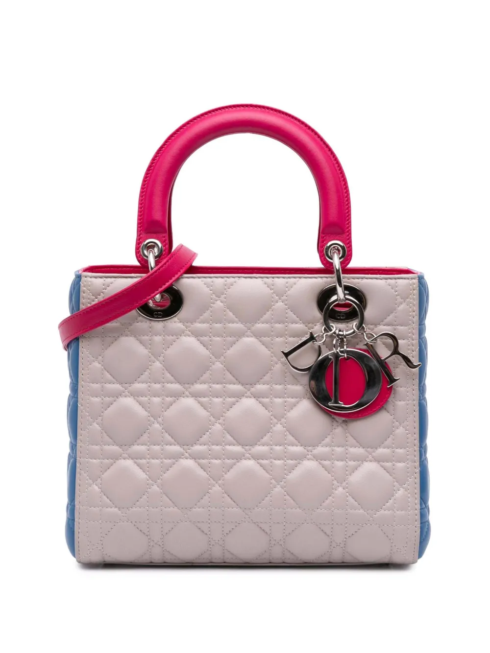 2014 Medium Tricolor Lambskin Cannage Lady Dior satchel