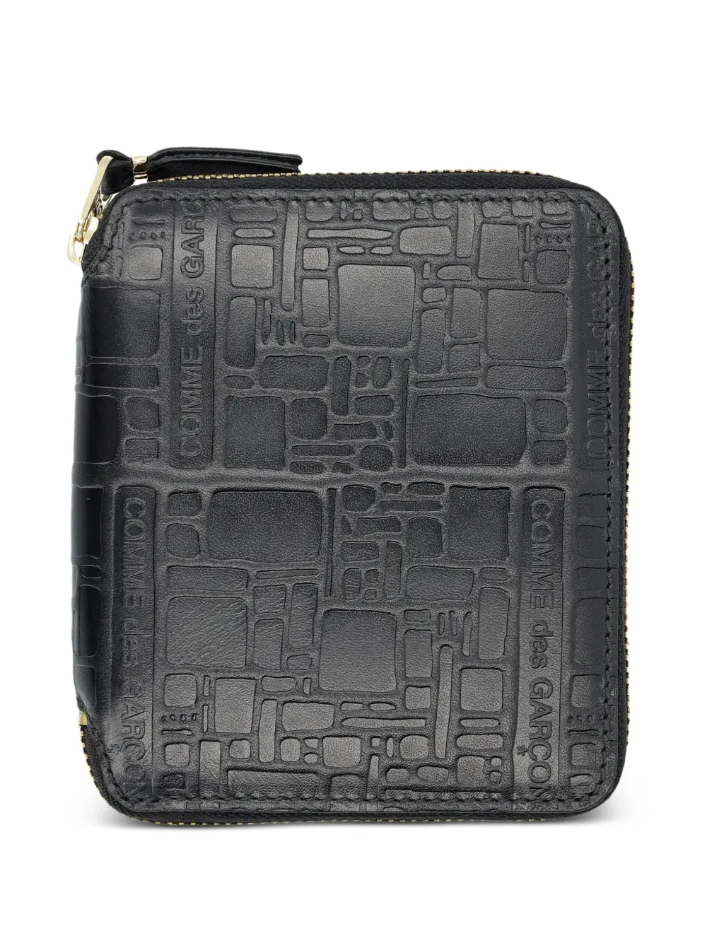 Comme Des Garçons Wallet Leren portemonnee met rits en reliëf Zwart