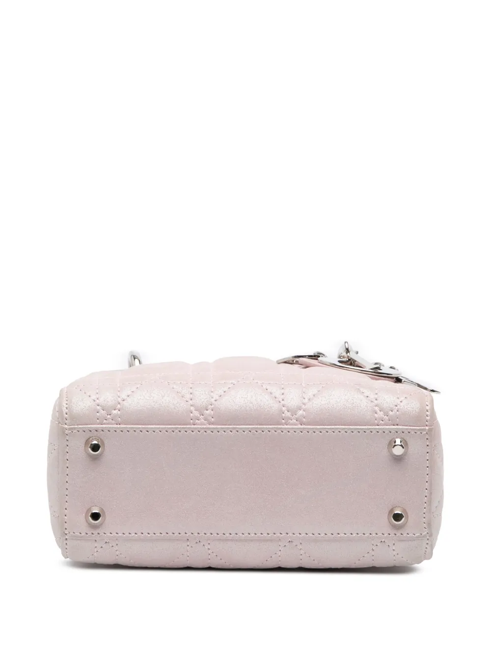 Pre-owned Dior 2015 Mini Satin Cannage Lady Satchel In Pink