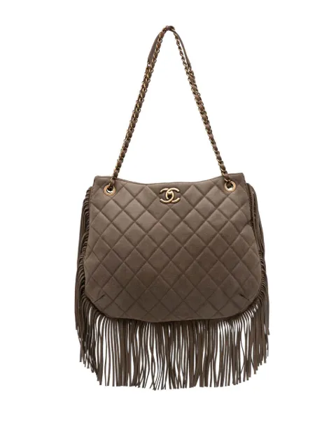 CHANEL Pre-Owned 2014 Quilted Calfskin Into The Fringe hobo bag
