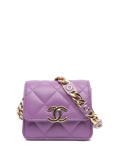 CHANEL Pre-Owned 2021-2025 CC Quilted Lambskin Coco Card Holder on Chain crossbody bag