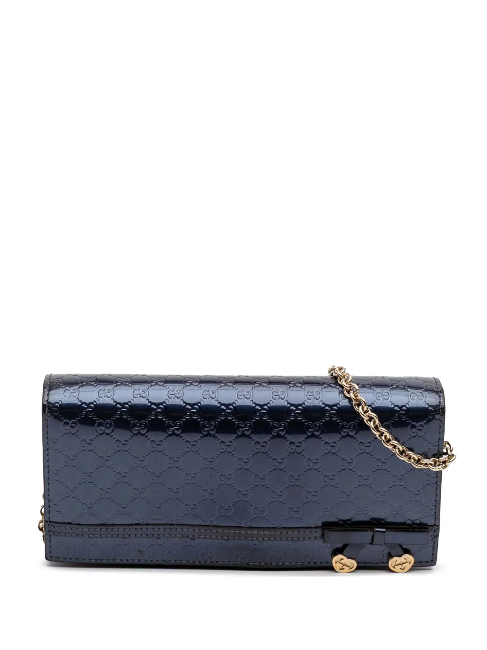 Gucci Pre-Owned 2000-2015 Patent Microguccissima Wallet On Chain shoulder bag | Blue | Image 1