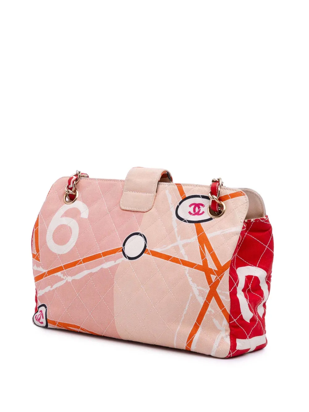 Pre-owned Chanel 2005-2006 Cc Printed Canvas Eiffel Tower Shoulder Bag In Brown
