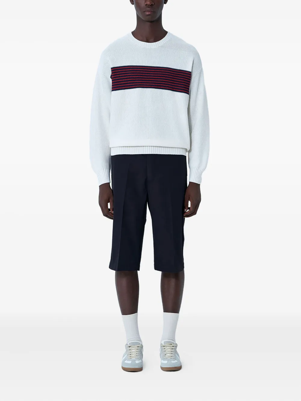 Visvim striped-detail crew-neck jumper - Wit