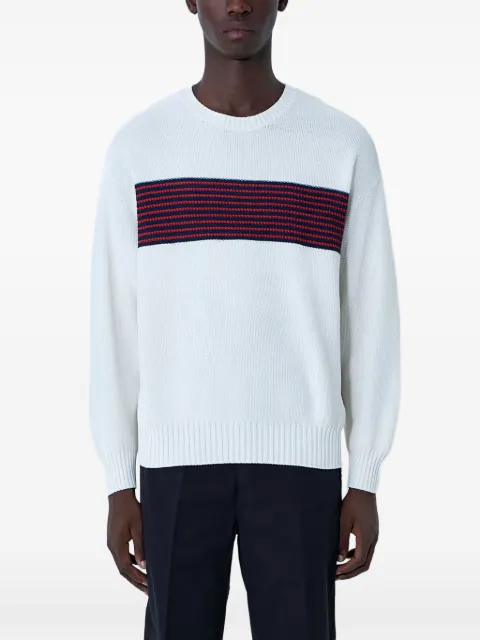 visvim striped-detail crew-neck jumper