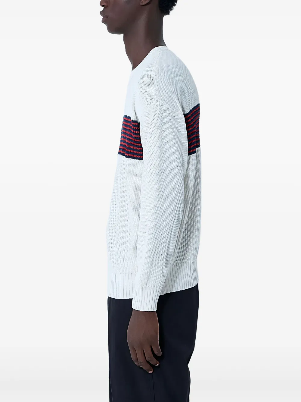 visvim Trui met gestreept detail en ronde hals Wit