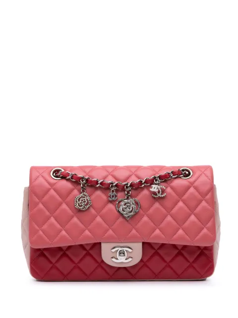 CHANEL Pre-Owned 2014 Medium Classic Tricolor Lambskin Valentines Heart Charms Single Flap shoulder bag