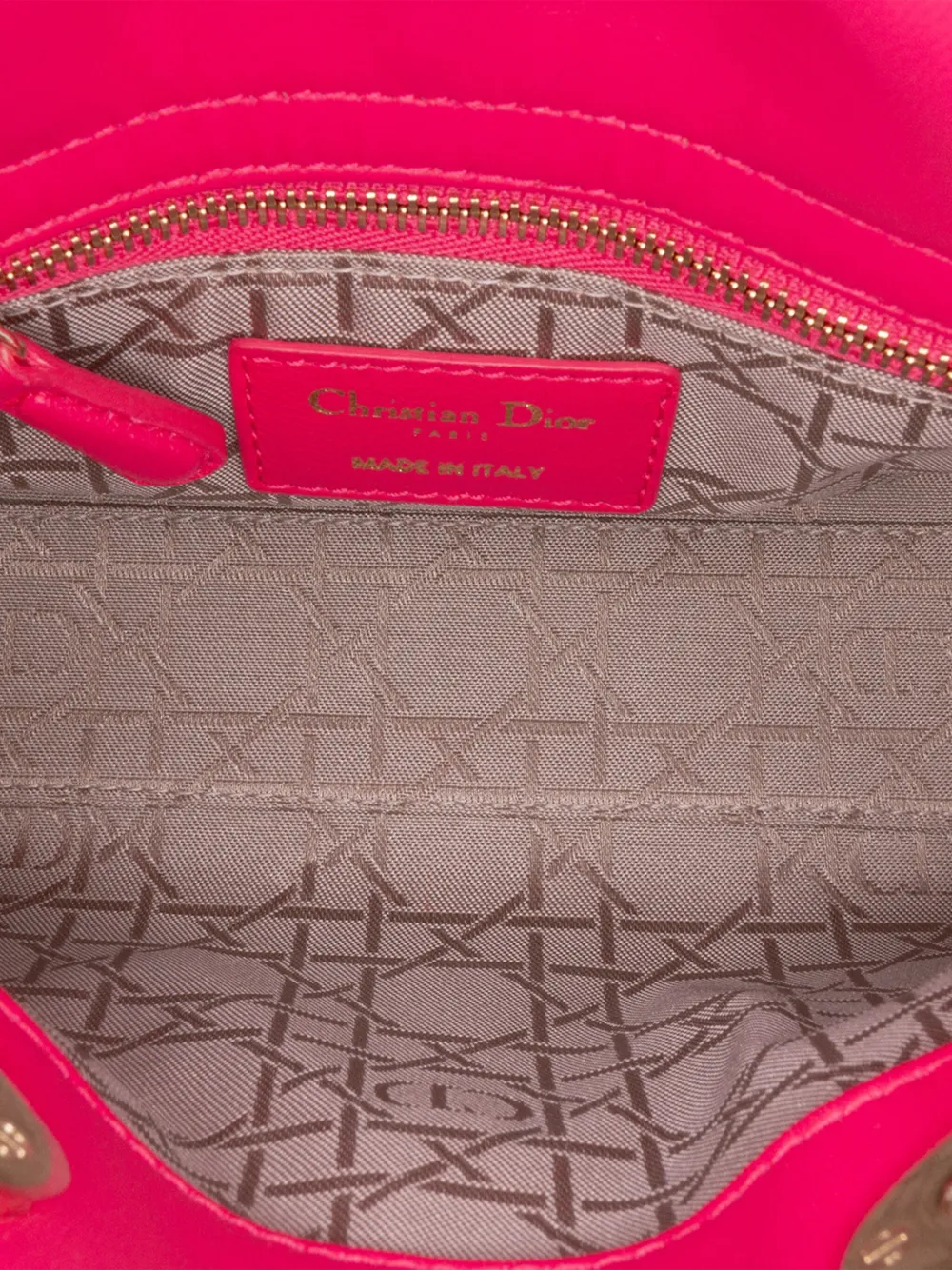 Pre-owned Dior 2014 Mini Lambskin Cannage Lady Satchel In Pink