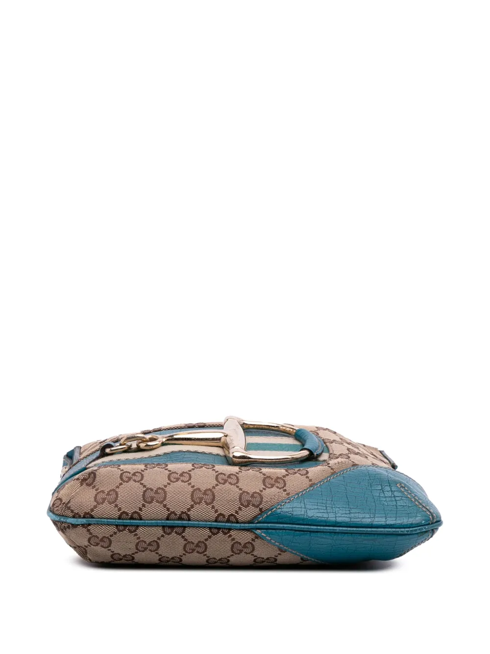 Pre-owned Gucci 2000-2015 Gg Canvas Hasler Web Crossbody Bag In Blue