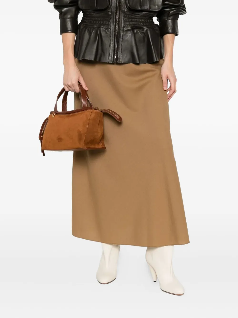 Wandler Ida suede tote bag - Zwart
