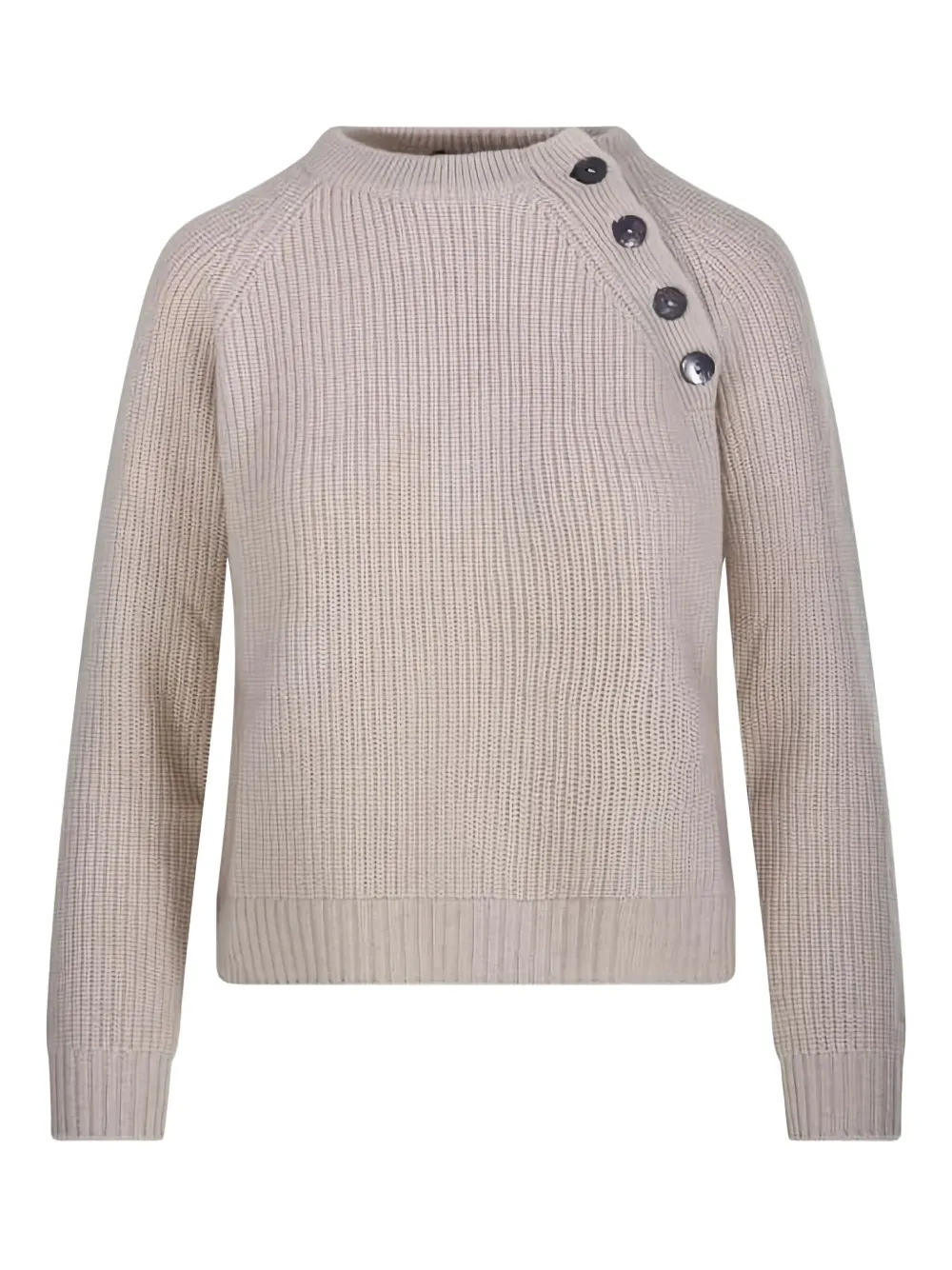 Beyou Shoulder-button Sweater In Brown