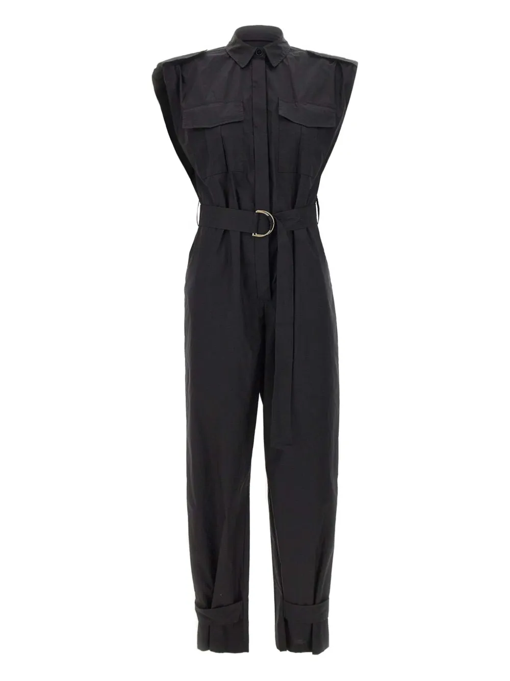 Kaos Epauletted Belted Jumpsuit In Black