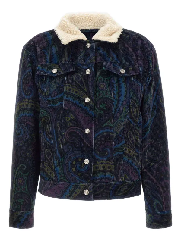 エトロ コーデュロイ ペイズリー ジャケット イタリア製 希少 ETRO Giubbino ペイズリーコーデュロイジャケット | ブルー | FARFETCH JP